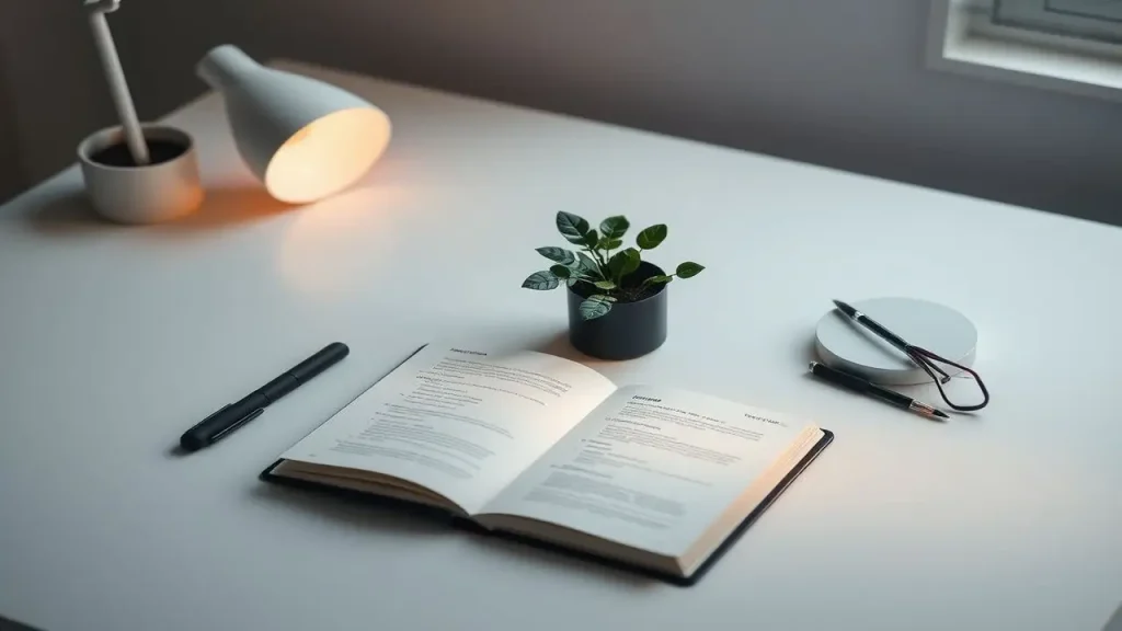 Escritorio minimalista, bienestar profesional